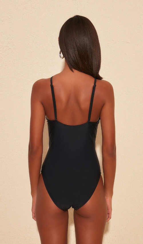 Czarny seksowny jednoczęściowy kostium kąpielowy