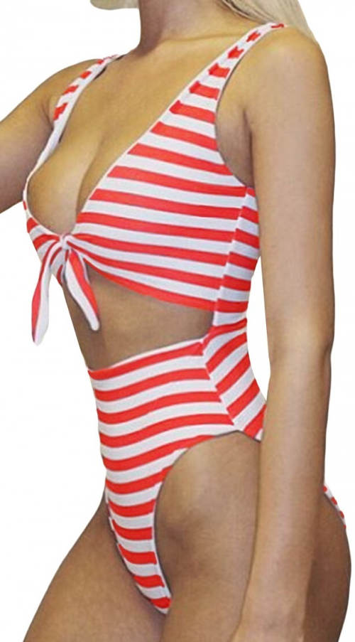 Jednoczęściowy kostium kąpielowy z biustonoszem typu kokardka