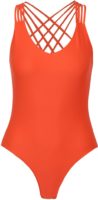 Pomarańczowy jednoczęściowy kostium kąpielowy ze wstążkami z tyłu