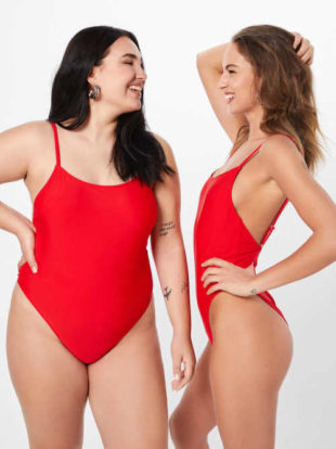 Czerwony jednoczęściowy kostium kąpielowy dla plus size