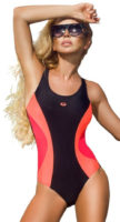 Sportowy jednoczęściowy kostium kąpielowy z neonowymi akcentami
