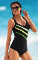 Sportowy jednoczęściowy kostium kąpielowy z optycznie wyszczuplającym wzorem